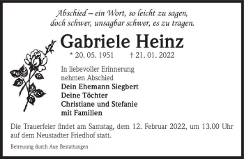 Traueranzeige von Gabriele Heinz  von Magdeburger Volksstimme