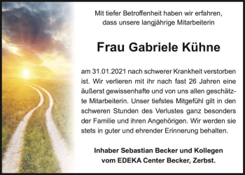 Traueranzeige von Gabriele Kühne  von Magdeburger Volksstimme