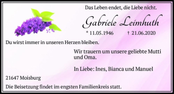 Traueranzeige von Gabriele Leimhuth  von Magdeburger Volksstimme