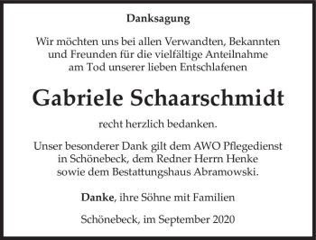 Traueranzeige von Gabriele Schaarschmidt  von Magdeburger Volksstimme