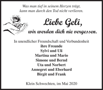 Traueranzeige von Geli  von Magdeburger Volksstimme