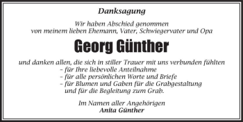 Traueranzeige von Georg Günther  von Magdeburger Volksstimme