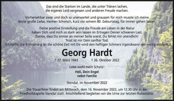 Traueranzeige von Georg Hardt  von Magdeburger Volksstimme