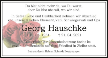 Traueranzeige von Georg Hauschke  von Magdeburger Volksstimme
