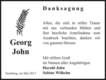 Traueranzeige von Georg John  von Magdeburger Volksstimme