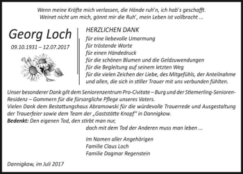 Traueranzeige von Georg Loch  von Magdeburger Volksstimme