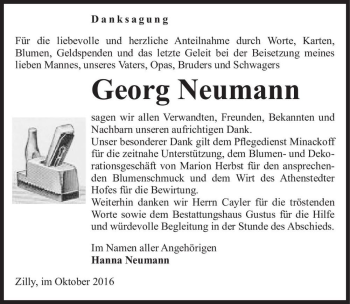 Traueranzeige von Georg Neumann  von Magdeburger Volksstimme