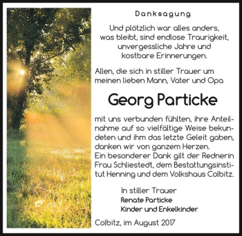 Traueranzeige von Georg Particke  von Magdeburger Volksstimme