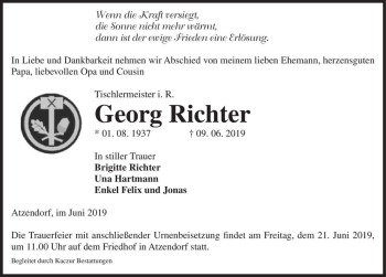 Traueranzeige von Georg Richter  von Magdeburger Volksstimme