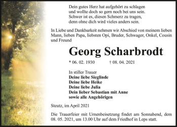 Traueranzeige von Georg Scharbrodt  von Magdeburger Volksstimme