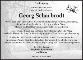 Traueranzeige von Georg Scharbrodt  von Magdeburger Volksstimme