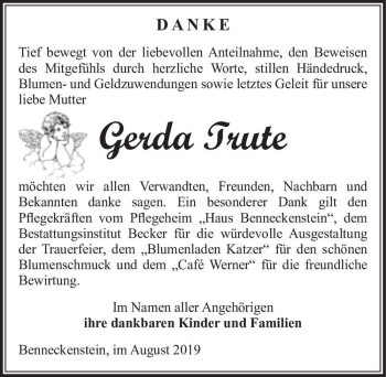 Traueranzeige von Gerad Trute  von Magdeburger Volksstimme
