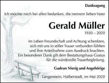 Traueranzeige von Gerald Müller  von Magdeburger Volksstimme
