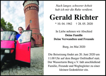 Traueranzeige von Gerald Richter  von Magdeburger Volksstimme