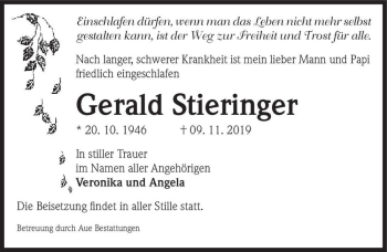 Traueranzeige von Gerald Stieringer  von Magdeburger Volksstimme