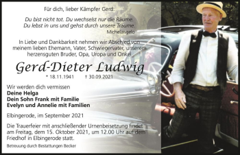 Traueranzeige von Gerd-Dieter Ludwig  von Magdeburger Volksstimme