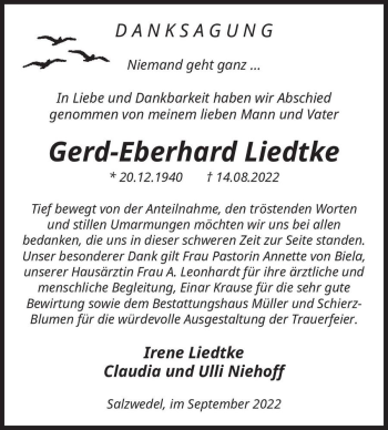Traueranzeige von Gerd-Eberhard Liedtke  von Magdeburger Volksstimme