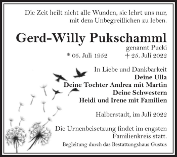 Traueranzeige von Gerd-Willy 