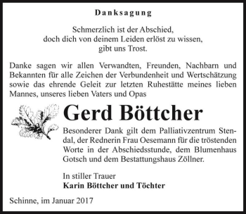 Traueranzeige von Gerd Böttcher  von Magdeburger Volksstimme