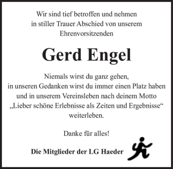 Traueranzeige von Gerd Engel  von Magdeburger Volksstimme