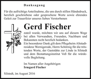 Traueranzeige von Gerd Fischer  von Magdeburger Volksstimme