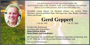 Traueranzeige von Gerd Geppert  von Magdeburger Volksstimme