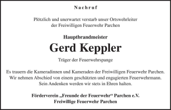 Traueranzeige von Gerd Keppler  von Magdeburger Volksstimme