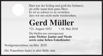 Traueranzeige von Gerd Müller  von Magdeburger Volksstimme