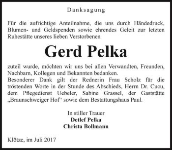 Traueranzeige von Gerd Pelka  von Magdeburger Volksstimme