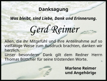 Traueranzeige von Gerd Reimer  von Magdeburger Volksstimme