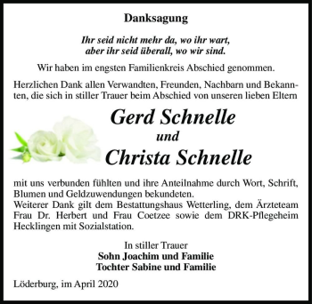 Traueranzeige von Gerd Schnelle  von Magdeburger Volksstimme