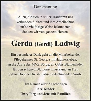Traueranzeige von Gerda 