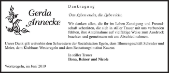 Traueranzeige von Gerda Annecke  von Magdeburger Volksstimme
