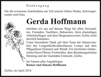 Traueranzeige von Gerda Hoffmann  von Magdeburger Volksstimme