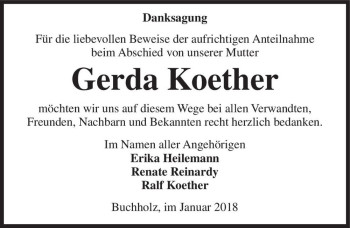 Traueranzeige von Gerda Koether  von Magdeburger Volksstimme