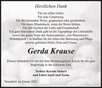Traueranzeige von Gerda Krause  von Magdeburger Volksstimme