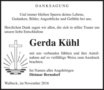 Traueranzeige von Gerda Kühl  von Magdeburger Volksstimme