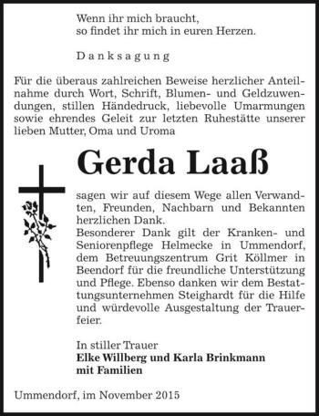 Traueranzeige von Gerda Laaß  von Magdeburger Volksstimme