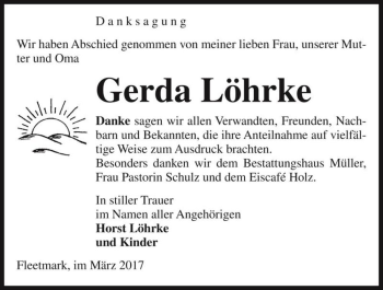 Traueranzeige von Gerda Löhrke  von Magdeburger Volksstimme