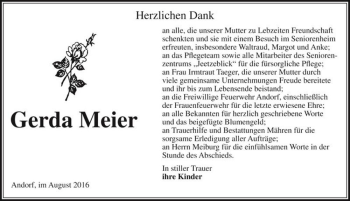 Traueranzeige von Gerda Meier  von Magdeburger Volksstimme