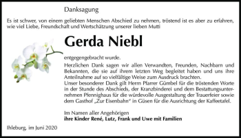 Traueranzeige von Gerda Niebl  von Magdeburger Volksstimme