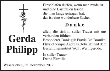 Traueranzeige von Gerda Philipp  von Magdeburger Volksstimme