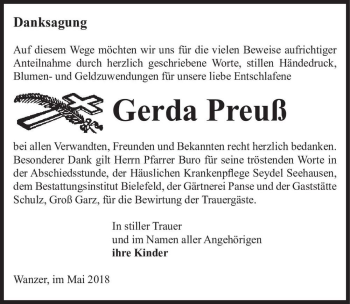 Traueranzeige von Gerda Preuß  von Magdeburger Volksstimme