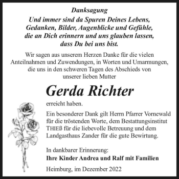 Traueranzeige von Gerda Richter  von Magdeburger Volksstimme