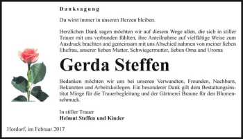Traueranzeige von Gerda Steffen  von Magdeburger Volksstimme
