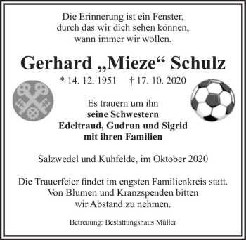 Traueranzeige von Gerhard ,,Mieze
