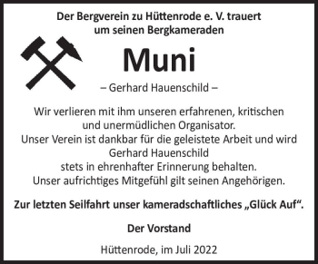 Traueranzeige von Gerhard 