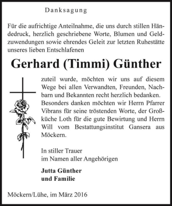 Traueranzeige von Gerhard 