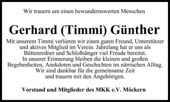 Traueranzeige von Gerhard 