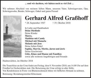 Traueranzeige von Gerhard Alfred Graßhoff  von Magdeburger Volksstimme